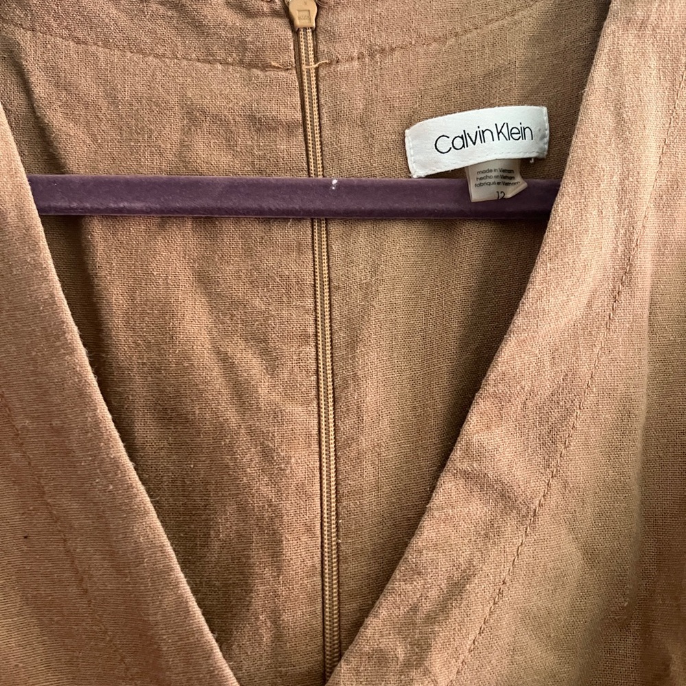 Calvin Klein Tan Jumpsuit and Brown Linen Dress Bundle - Picture 3 of 16